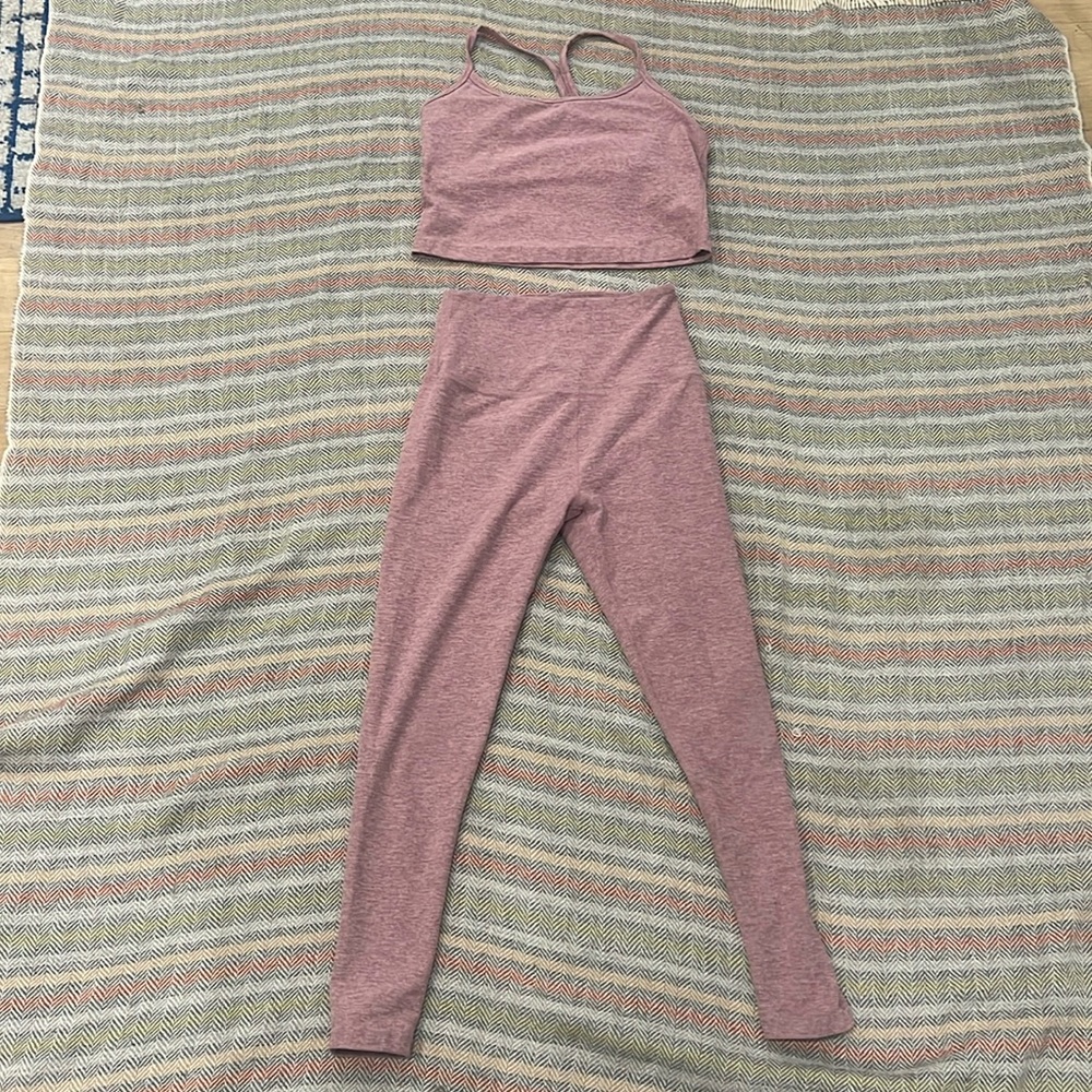 Beyond Yoga Pink Leggings and Crop Top Set